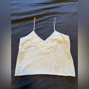White Cotton Gauze Spaghetti Strap Top Small
